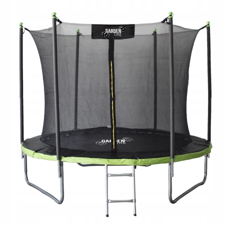 TRAMPOLINA OGRODOWA 10FT 312 CM Z DRABINKĄ SIATKĄ WEWNĘTRZNĄ ZIELONO-CZARNA