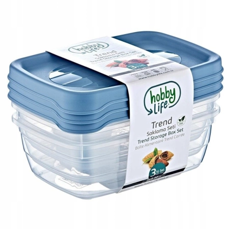 Pojemnik do przechowywania żywność na żywność Hobby Life 1,2l komplet 3szt.