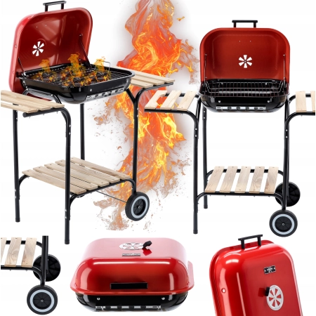Grill OGRODOWY węglowy amerykański z półkami 96 x 45 x 75cm GardenLine duży