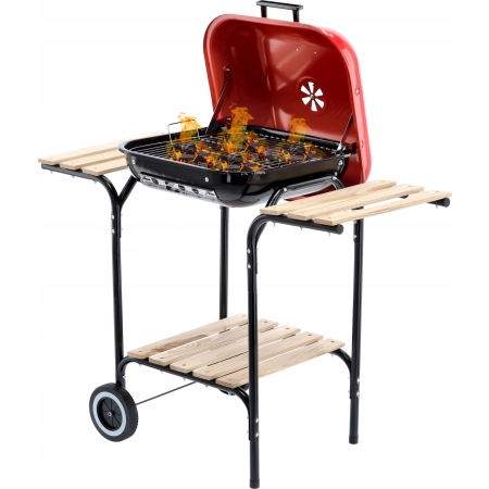 Grill OGRODOWY węglowy amerykański z półkami 96 x 45 x 75cm GardenLine duży