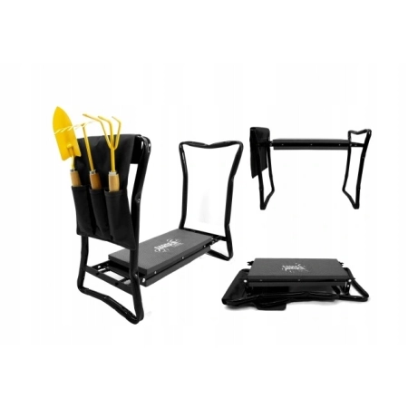 TABORET-KLĘCZNIK OGRODOWY CZARNY 59X27,5X49CM DO PRAC W OGRODZIE 3w1