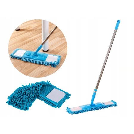 MOP PŁASKI Z MIKROFIBRY SZENILOWY Z KIJEM TELESKOPOWYM DŁUGI WYGODNY 40CM