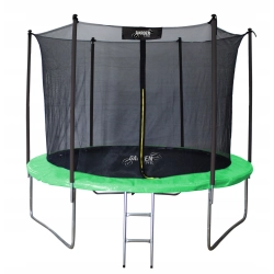 TRAMPOLINA OGRODOWA 8FT 252CM Z DRABINKĄ SIATKĄ WEWNĘTRZNĄ ZIELONO-CZARNA