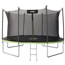 TRAMPOLINA OGRODOWA 12FT 374 CM Z DRABINKĄ SIATKĄ WEWNĘTRZNĄ ZIELONO-CZARNA