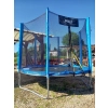 TRAMPOLINA 8FT 252 CM Z DRABINKĄ I SIATKĄ ZABEZPIECZAJĄCĄ NIEBIESKO-CZARNA