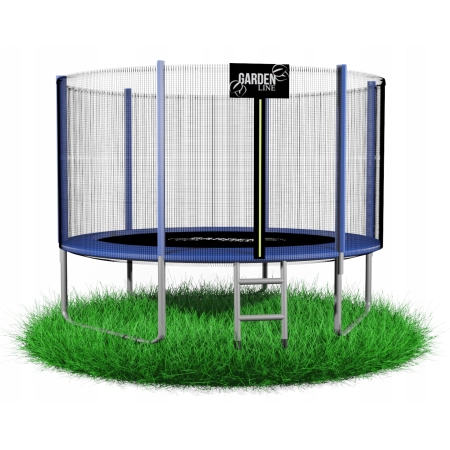 TRAMPOLINA 10FT 312 CM Z DRABINKĄ I SIATKĄ ZABEZPIECZAJĄCĄ NIEBIESKO-CZARNA
