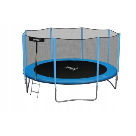 TRAMPOLINA 10FT 312 CM Z DRABINKĄ I SIATKĄ ZABEZPIECZAJĄCĄ NIEBIESKO-CZARNA