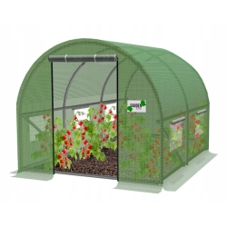 Tunel Foliowy Ogrodowy Duży GardenLine 2m x 2m x 2m zielony 4 okna Drzwi