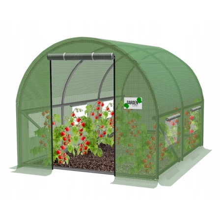 Tunel Foliowy Ogrodowy Duży GardenLine 2m x 2m x 2m zielony 4 okna Drzwi