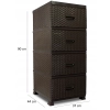 KOMODA PLASTIKOWA Z 4 SZUFLADAMI BRĄZOWA 38 x 45 x 90 cm RATTAN