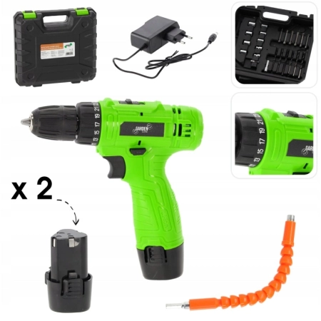 GardenLine Wiertarko-wkrętarka akumulatorowa 500W 12V zestaw wkrętarka