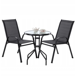 Zestaw mebli ogrodowych balkonowych metal GardenLine czarny 3 el. Czarne