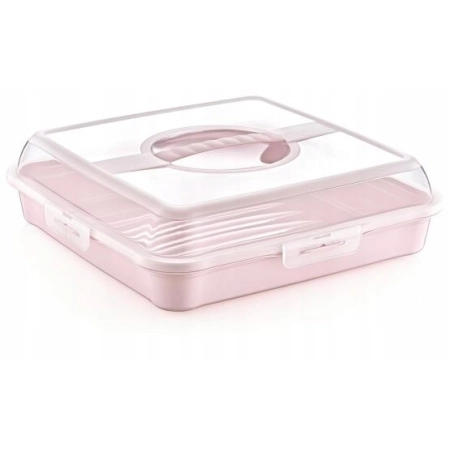 POJEMNIK KWADRATOWY NA CIASTO PLACEK 34,5x34,5x10,5CM KOLORY HOBBY LIFE