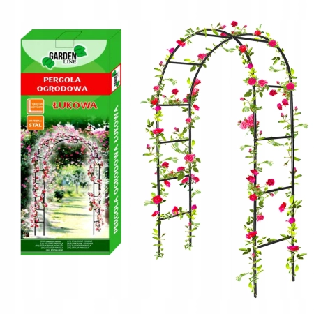 Pergola Ogrodowa Łukowa 240cm Metalowa na Róże Kwiaty +Kotwy +Taśma