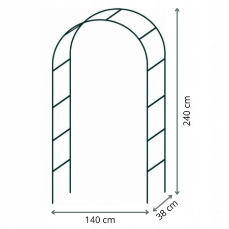 Pergola Ogrodowa Łukowa 240cm Metalowa na Róże Kwiaty +Kotwy +Taśma