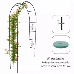 PERGOLA OGRODOWA Z DEKORACJAMI 140 x 38 x 240 CM (+KOTWY TAŚMA)