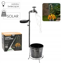 Lampa Solarna Kran z Doniczką 60 cm 30 LED Ciepła Biel Ogród