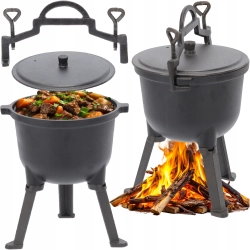 KOCIOŁEK ŻELIWNY GARNEK myśliwski węgierski pieczonki 5L na OGNISKO GRILL
