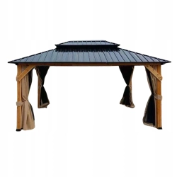 ALTANA OGRODOWA PERGOLA TARASOWA ZADASZENIE METAL DREWNO 300 x 365 x 278 CM